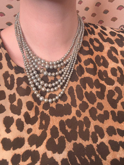 Vintage Midcentury Mint Green 6-Strand Pearl Necklace