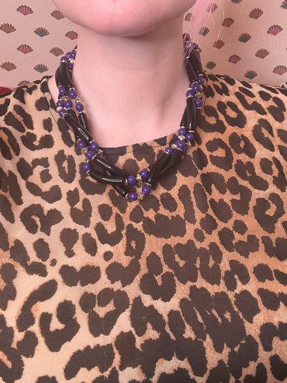 Vintage Chunky Geometric Layered Beaded Necklace