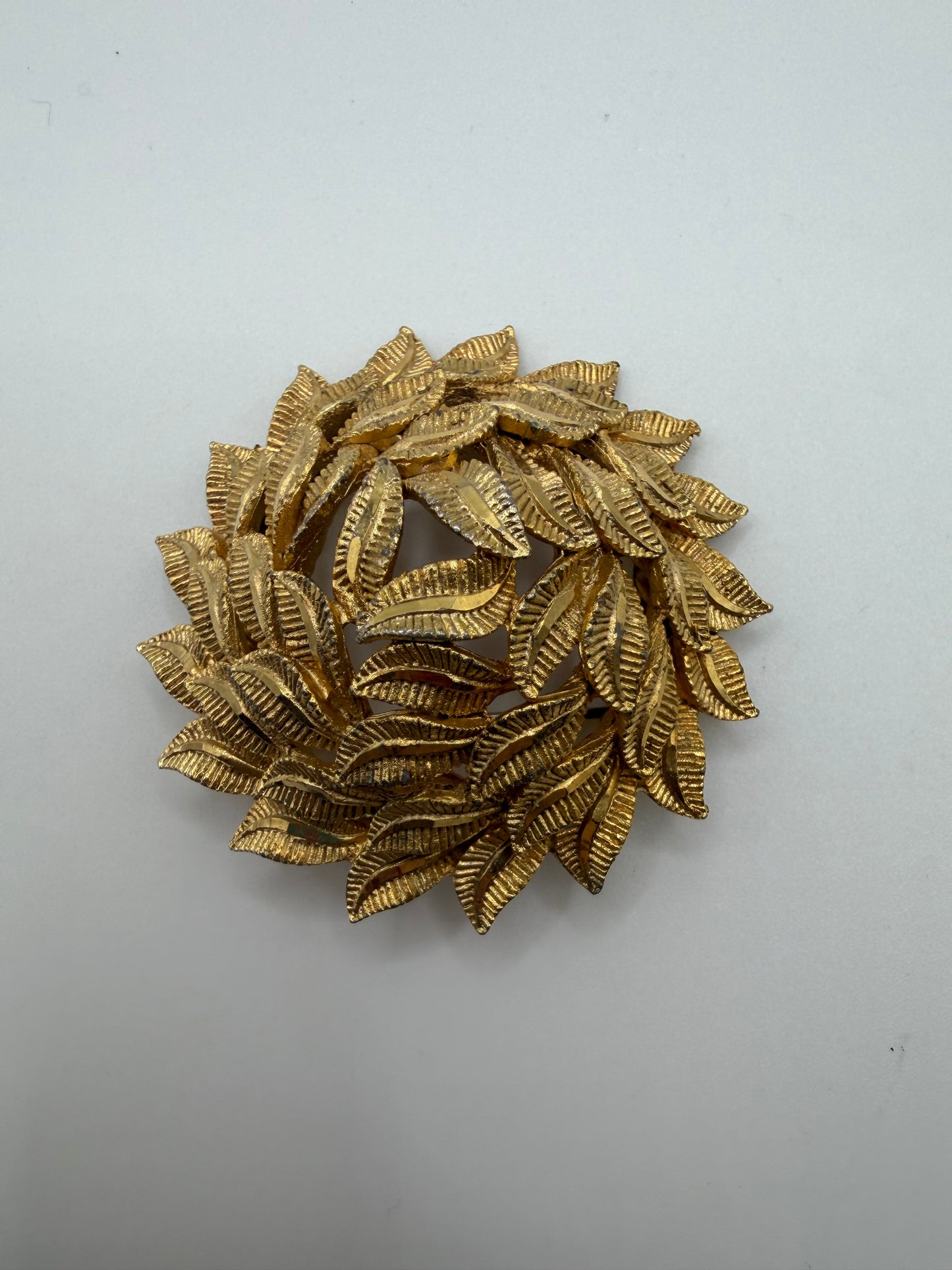 Vintage Capri Mid-Century Textural Domed Leaf Brooch