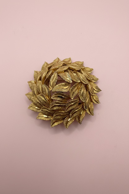 Vintage Capri Mid-Century Textural Domed Leaf Brooch