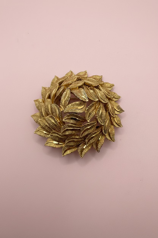 Vintage Capri Mid-Century Textural Domed Leaf Brooch