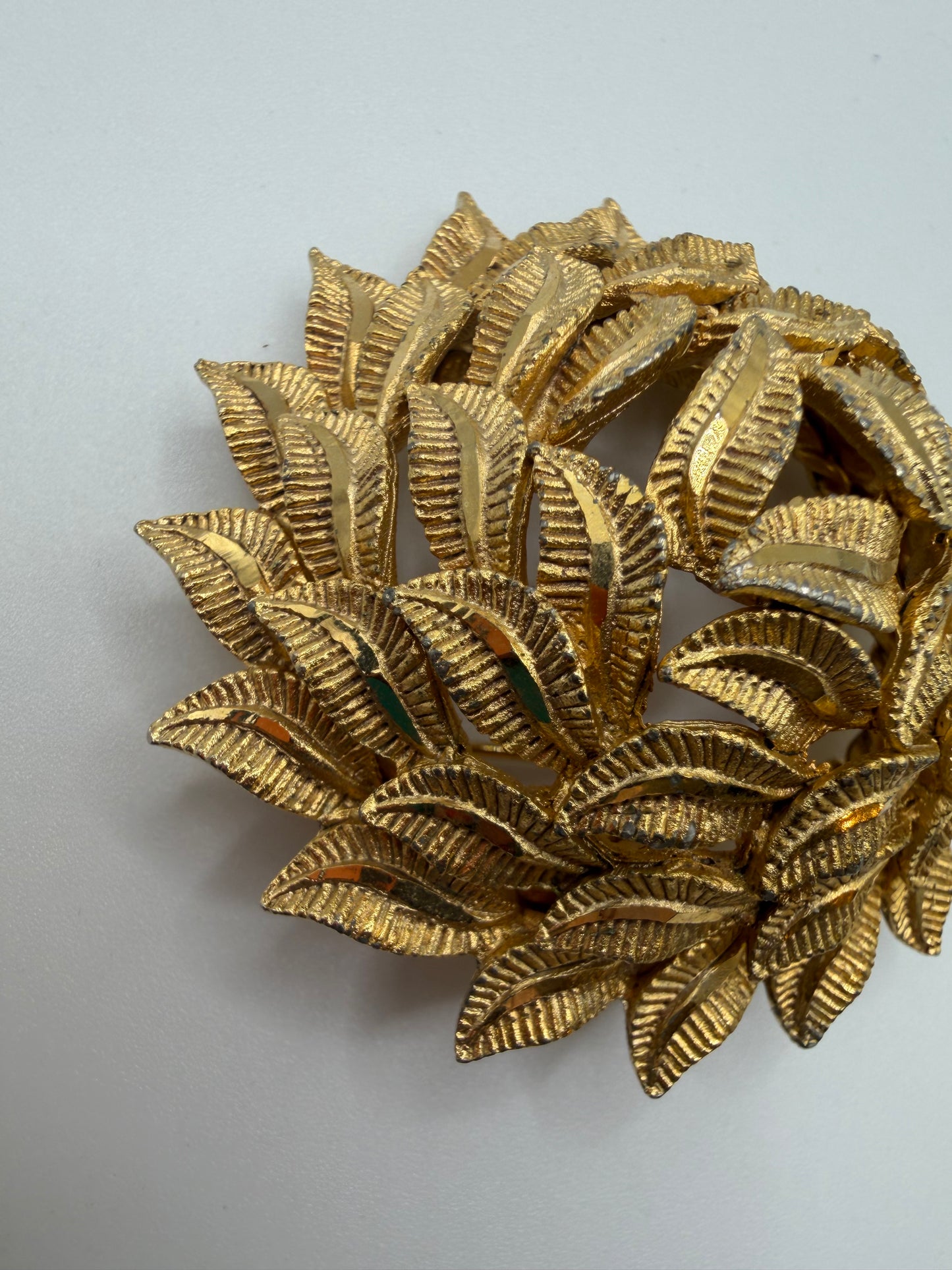 Vintage Capri Mid-Century Textural Domed Leaf Brooch