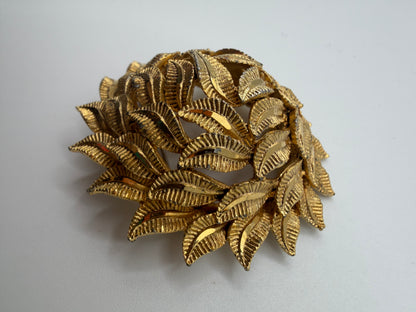 Vintage Capri Mid-Century Textural Domed Leaf Brooch