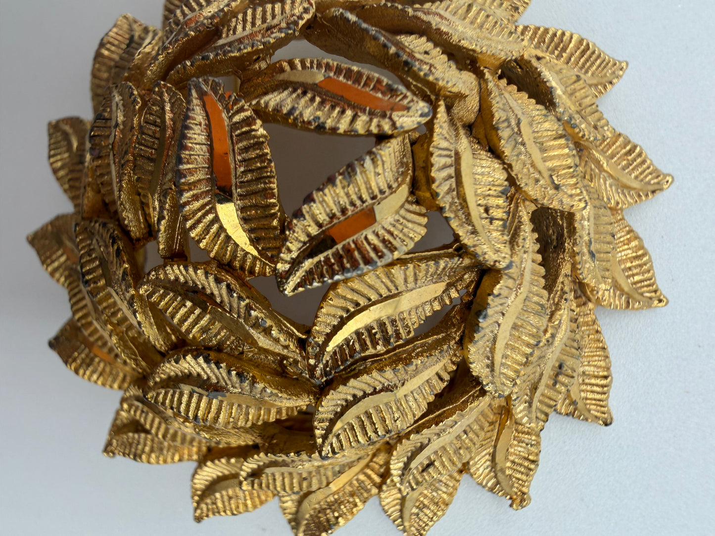 Vintage Capri Mid-Century Textural Domed Leaf Brooch