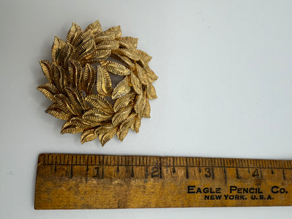 Vintage Capri Mid-Century Textural Domed Leaf Brooch