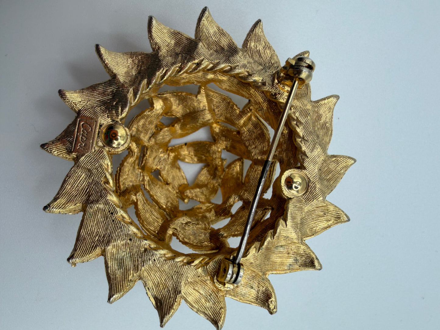Vintage Capri Mid-Century Textural Domed Leaf Brooch