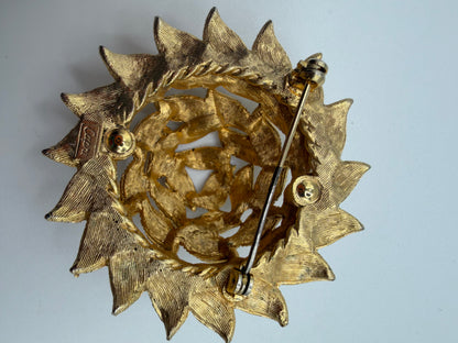 Vintage Capri Mid-Century Textural Domed Leaf Brooch