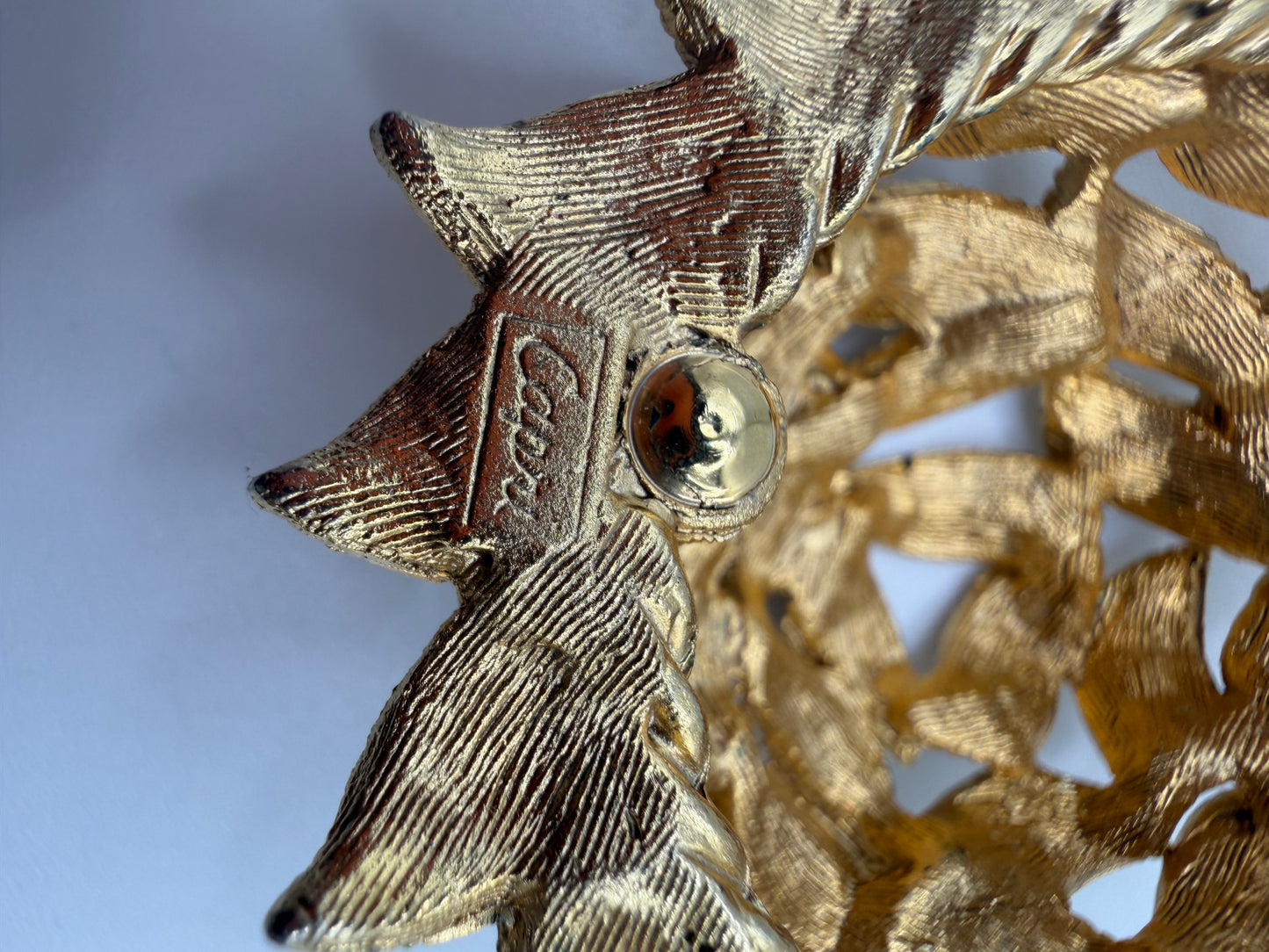 Vintage Capri Mid-Century Textural Domed Leaf Brooch