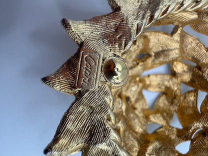 Vintage Capri Mid-Century Textural Domed Leaf Brooch