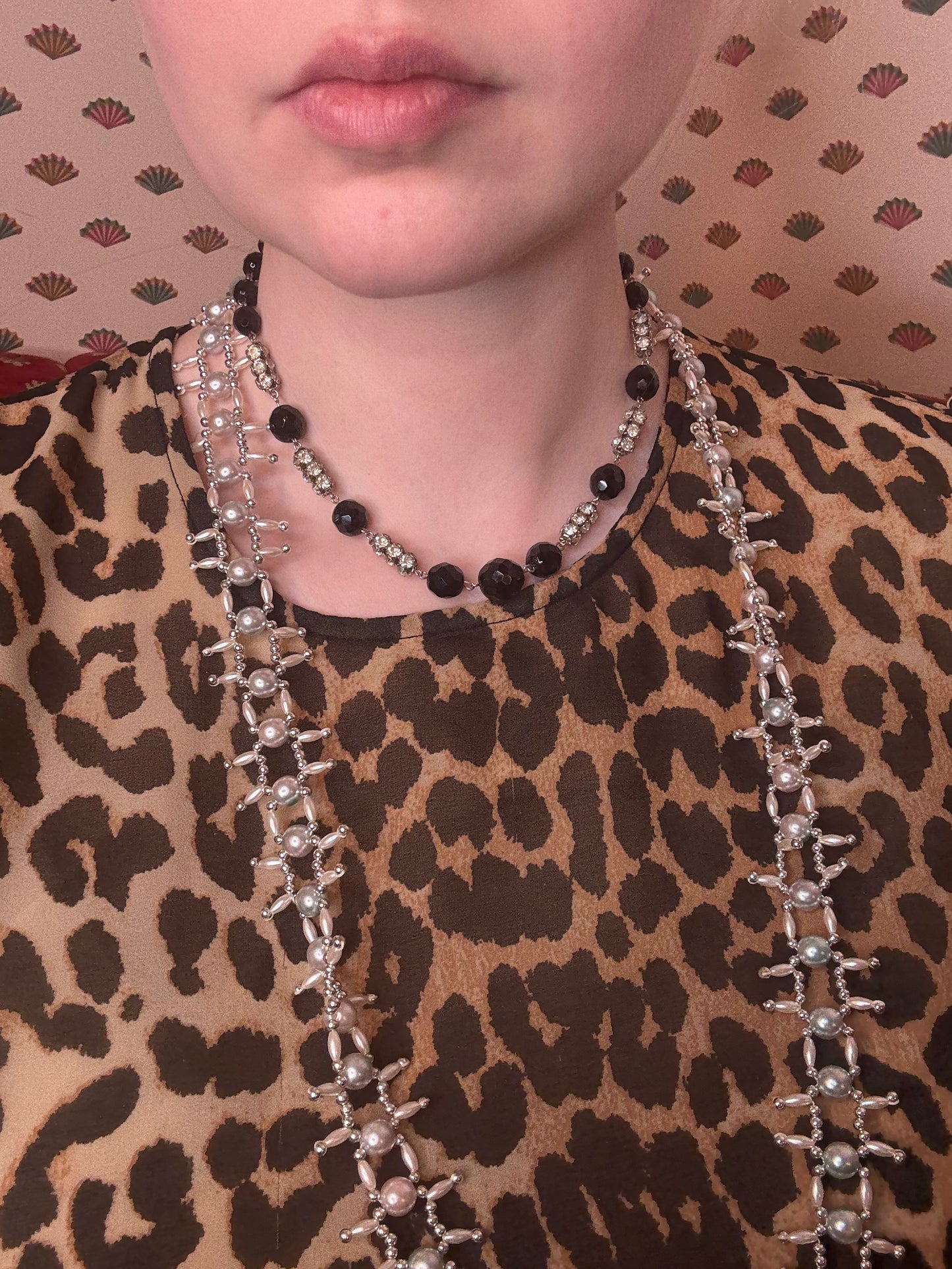 Vintage Jet Black Austrian Crystal Rhinestone Necklace