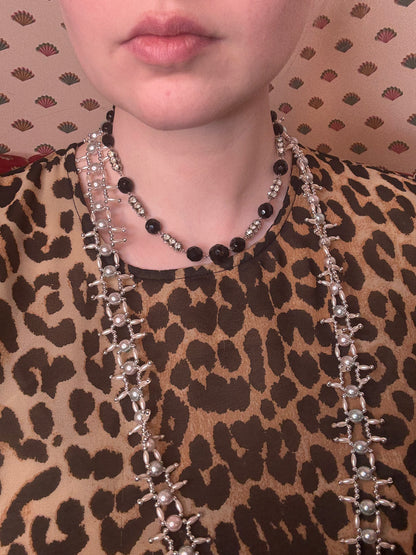 Vintage Jet Black Austrian Crystal Rhinestone Necklace