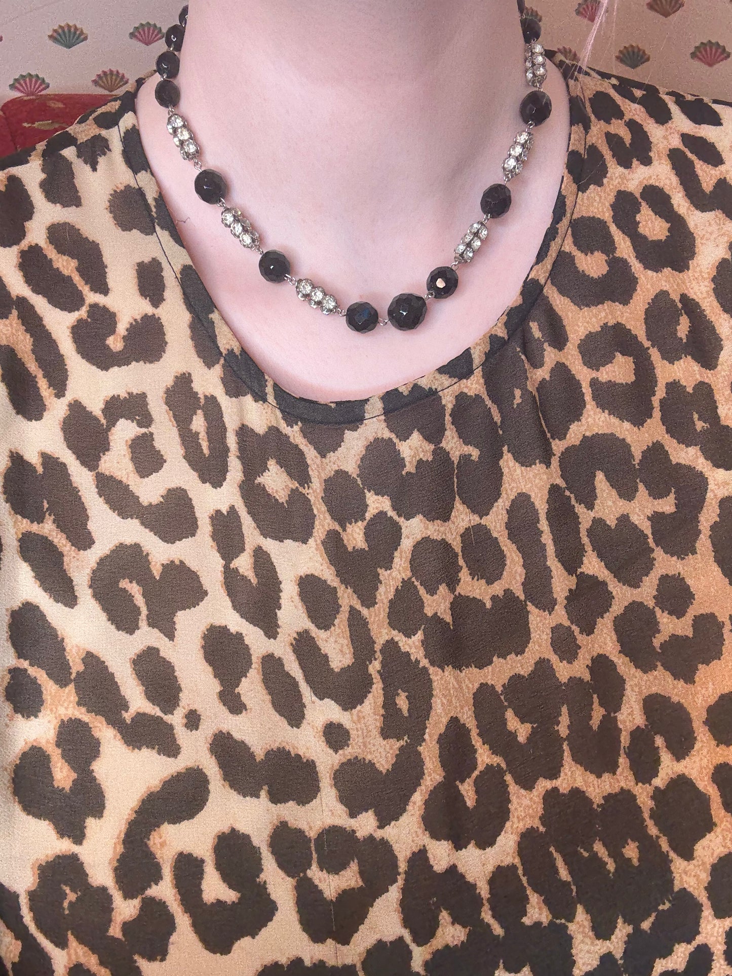 Vintage Jet Black Austrian Crystal Rhinestone Necklace