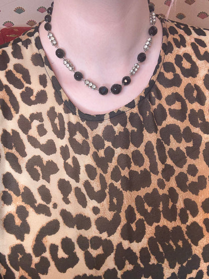 Vintage Jet Black Austrian Crystal Rhinestone Necklace