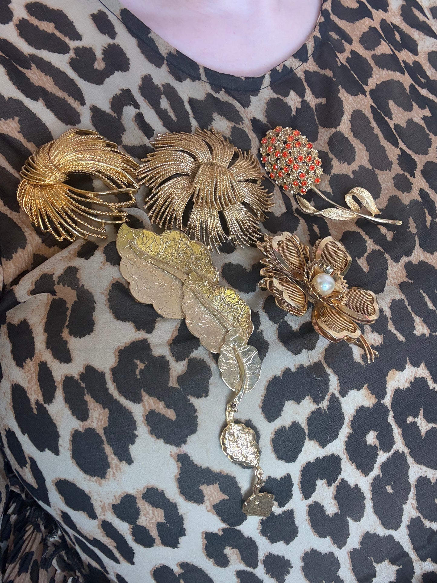 Vintage Huge Ultra Craft Articulated Leaf Brooch