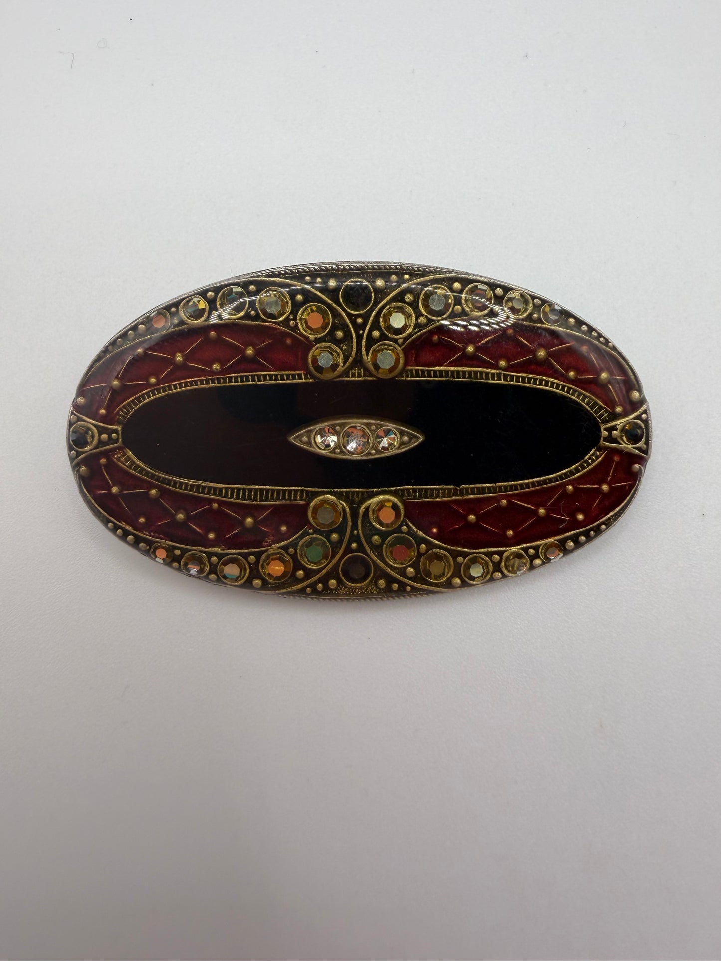 Vintage Catherine Popesco Art Deco Inspired Black & Red Enamel Brooch
