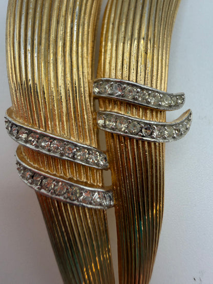 Vintage Trifari Mid-Century Rhinestone Fan Brooch