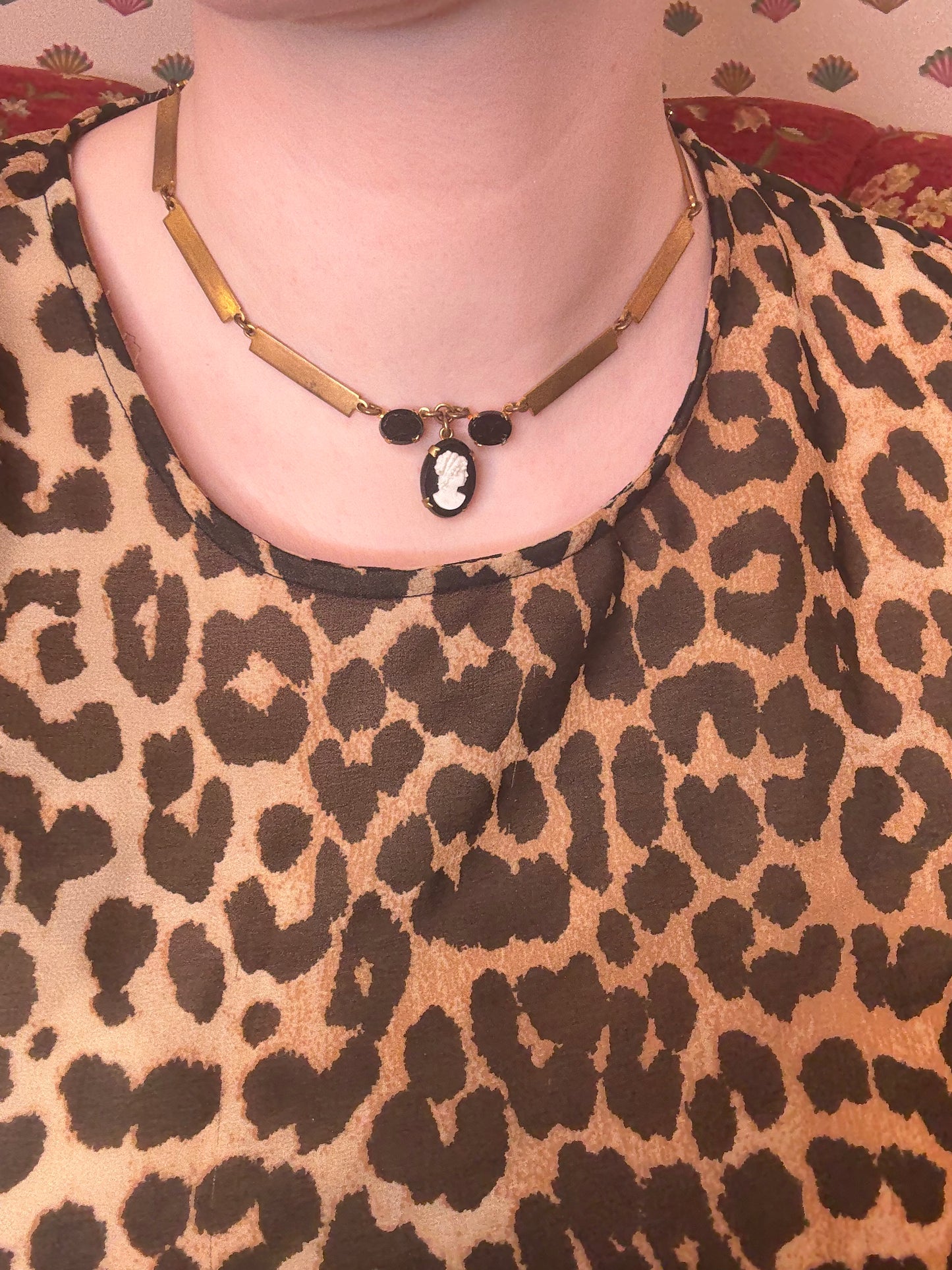 Antique Victorian Revival Baby Cameo Link Necklace