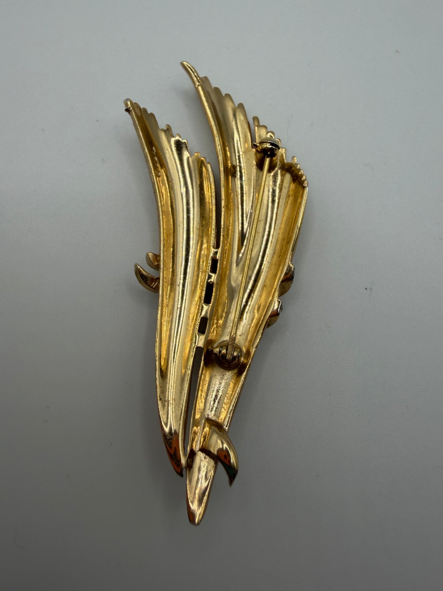 Vintage Trifari Mid-Century Rhinestone Fan Brooch