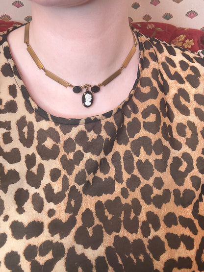 Antique Victorian Revival Baby Cameo Link Necklace