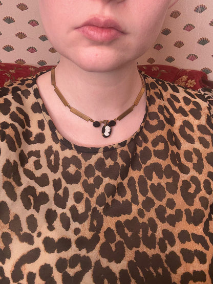 Antique Victorian Revival Baby Cameo Link Necklace