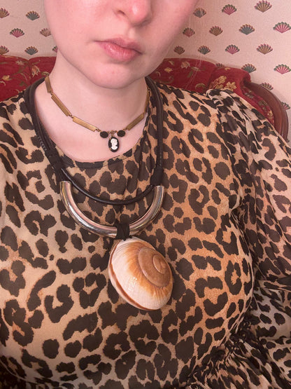 Vintage Giant Shell Silver Statement Necklace