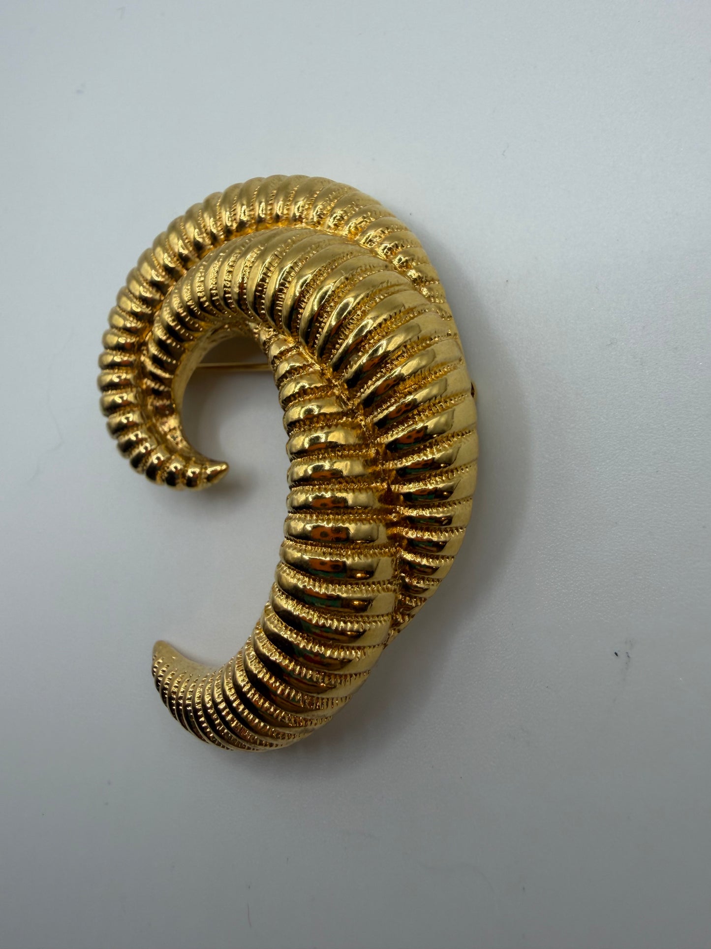 Vintage Monet Golden Swirl Shrimp Brooch