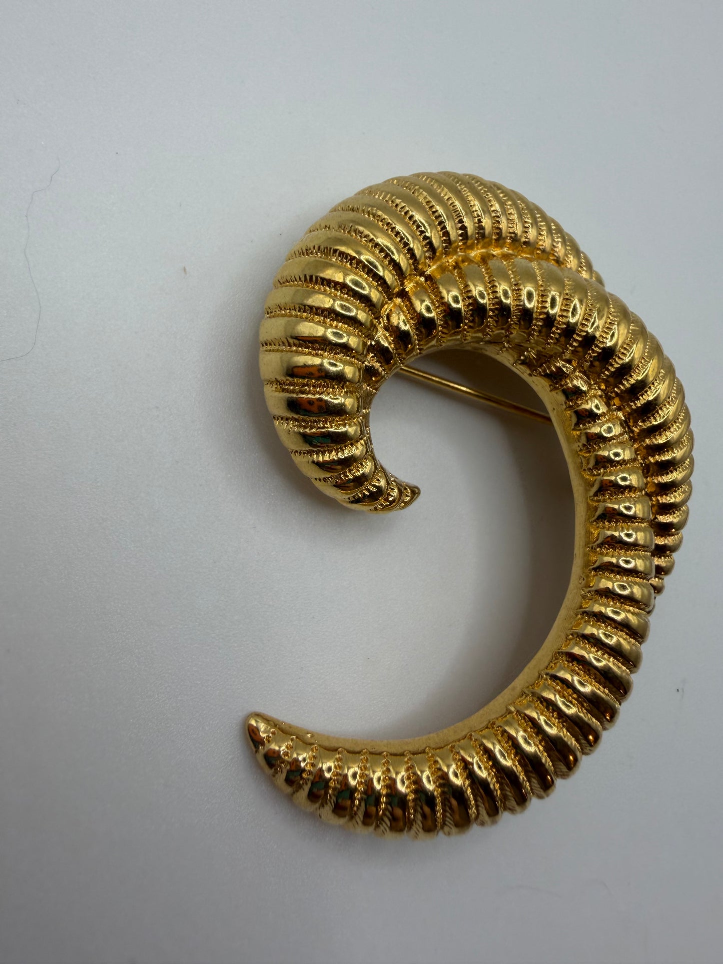 Vintage Monet Golden Swirl Shrimp Brooch