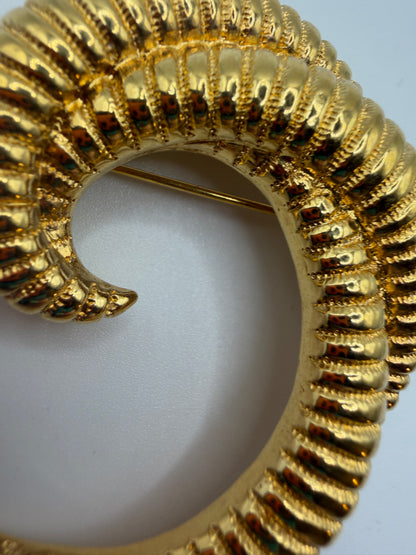 Vintage Monet Golden Swirl Shrimp Brooch