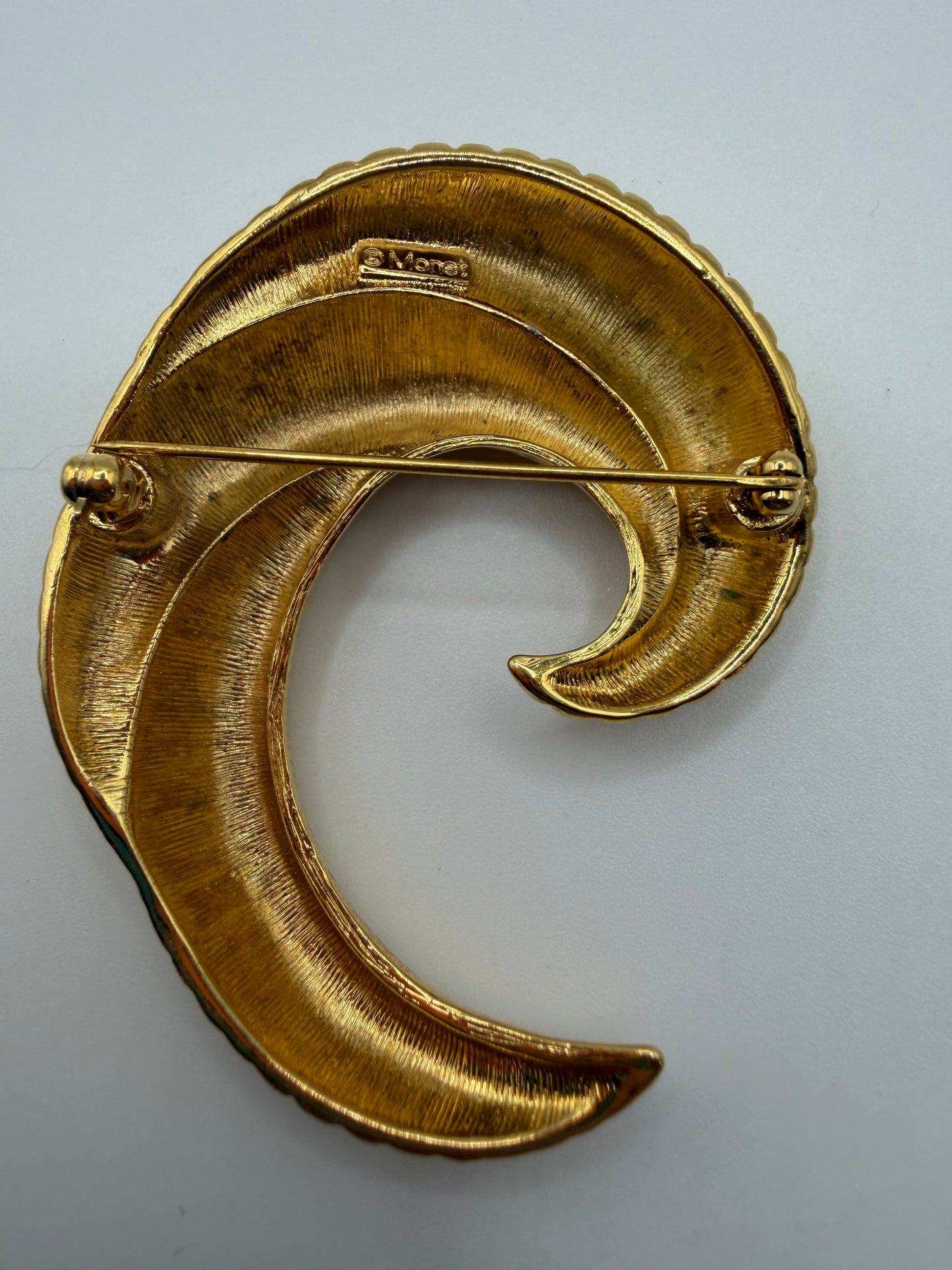 Vintage Monet Golden Swirl Shrimp Brooch