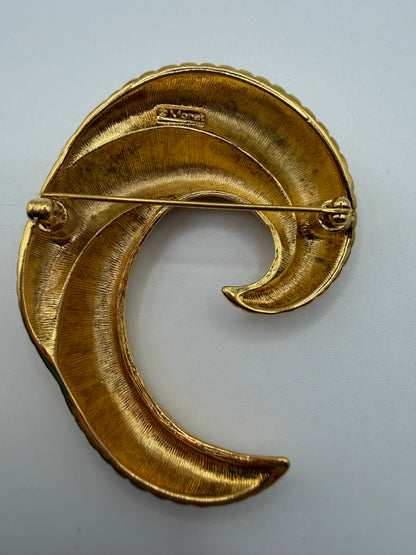 Vintage Monet Golden Swirl Shrimp Brooch