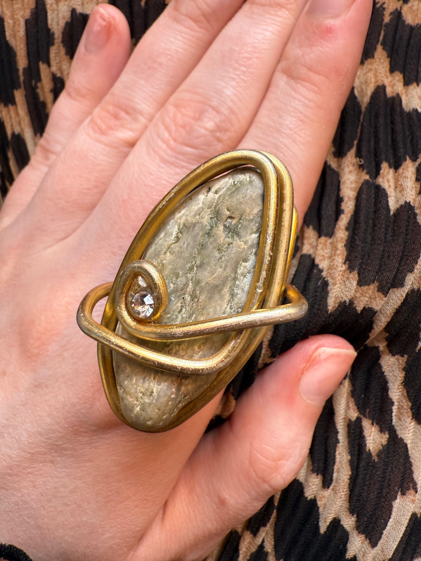 Vintage Huge Chunky Wire Wrapped Modernist Rock Ring