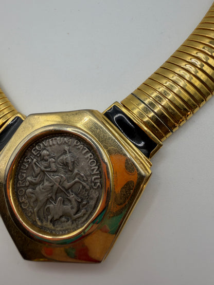 Vintage Rare Kenneth Jay Lane Roman Coin Tubogas Necklace