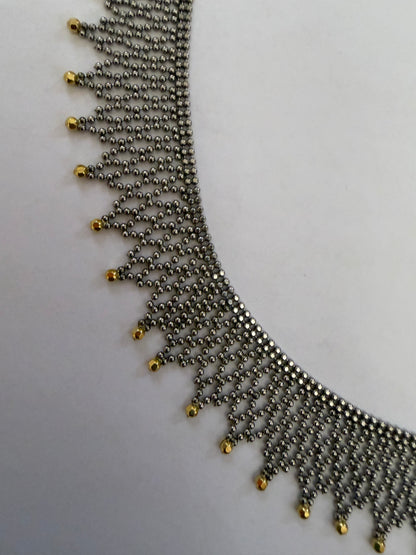 Vintage Christian Tse Platinum & 18K Gold Collar Necklace - Carmela Soprano Necklace