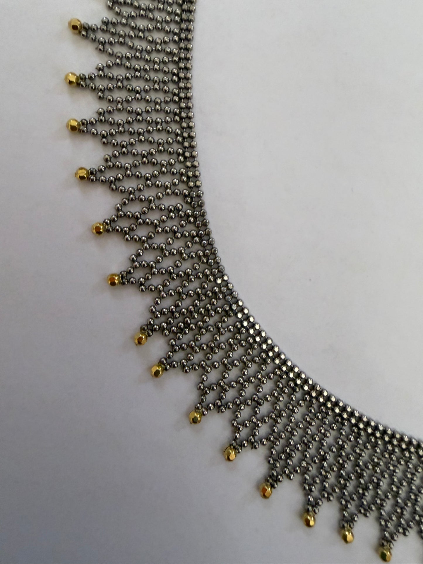 Vintage Christian Tse Platinum & 18K Gold Collar Necklace - Carmela Soprano Necklace