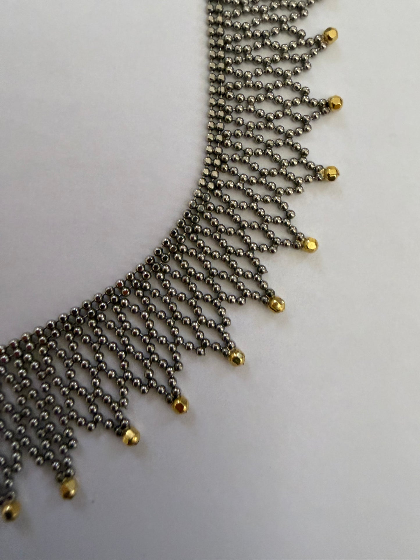 Vintage Christian Tse Platinum & 18K Gold Collar Necklace - Carmela Soprano Necklace