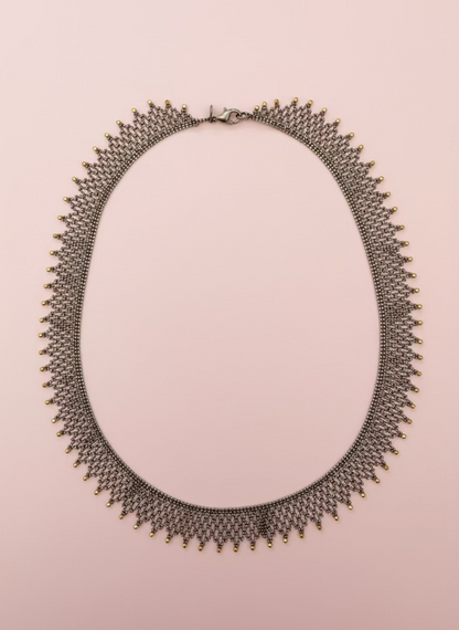 Vintage Christian Tse Platinum & 18K Gold Collar Necklace - Carmela Soprano Necklace
