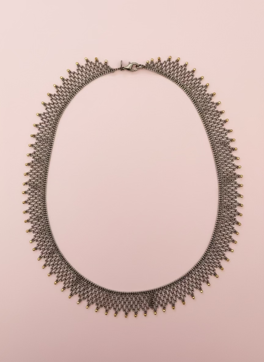 Vintage Christian Tse Platinum & 18K Gold Collar Necklace - Carmela Soprano Necklace