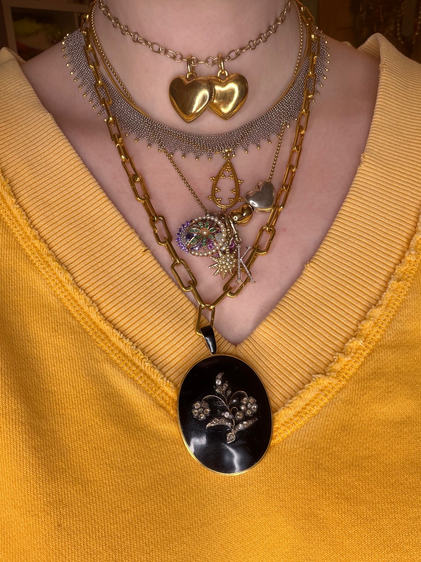 Vintage Christian Tse Platinum & 18K Gold Collar Necklace - Carmela Soprano Necklace