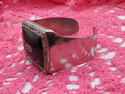 Vintage Jumbo Silver Onyx Resin Cuff