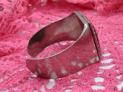 Vintage Jumbo Silver Onyx Resin Cuff