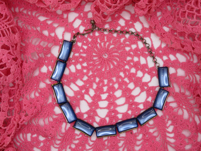 Vintage Thermoset Brilliant Blue Cabochon Necklace