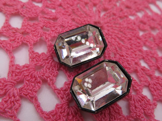 Vintage Jumbo Crystal Maximalist Clip On Earrings