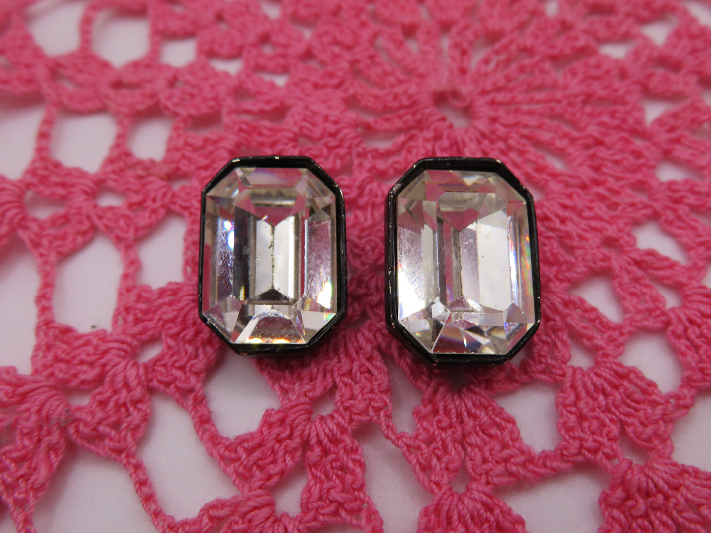 Vintage Jumbo Crystal Maximalist Clip On Earrings
