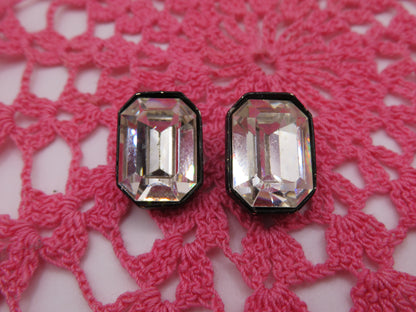 Vintage Jumbo Crystal Maximalist Clip On Earrings