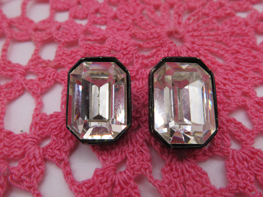 Vintage Jumbo Crystal Maximalist Clip On Earrings