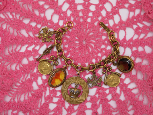 Vintage Gold Coro Overloaded Maximalist Charm Bracelet