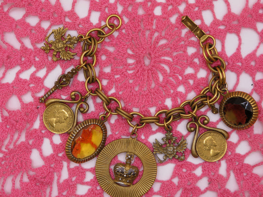 Vintage Gold Coro Overloaded Maximalist Charm Bracelet