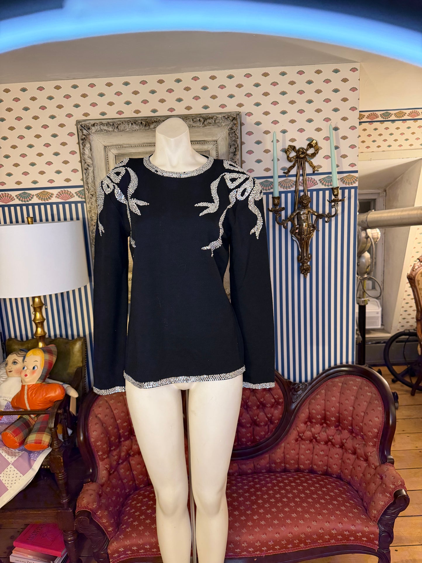 Iris Apfel's Vintage Adrienne Vittadini Sparkle Shoulder Pad Sweater