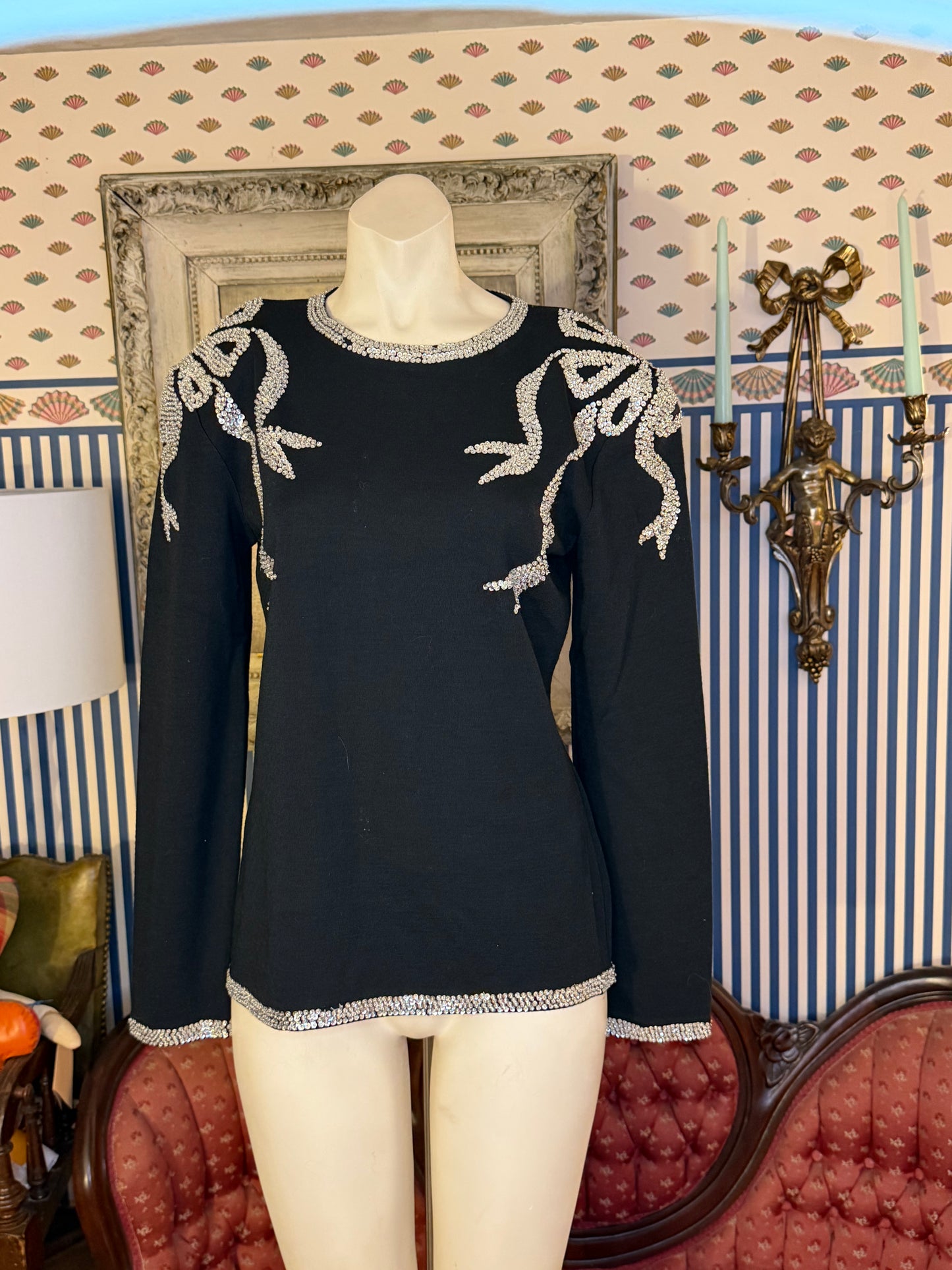 Iris Apfel's Vintage Adrienne Vittadini Sparkle Shoulder Pad Sweater