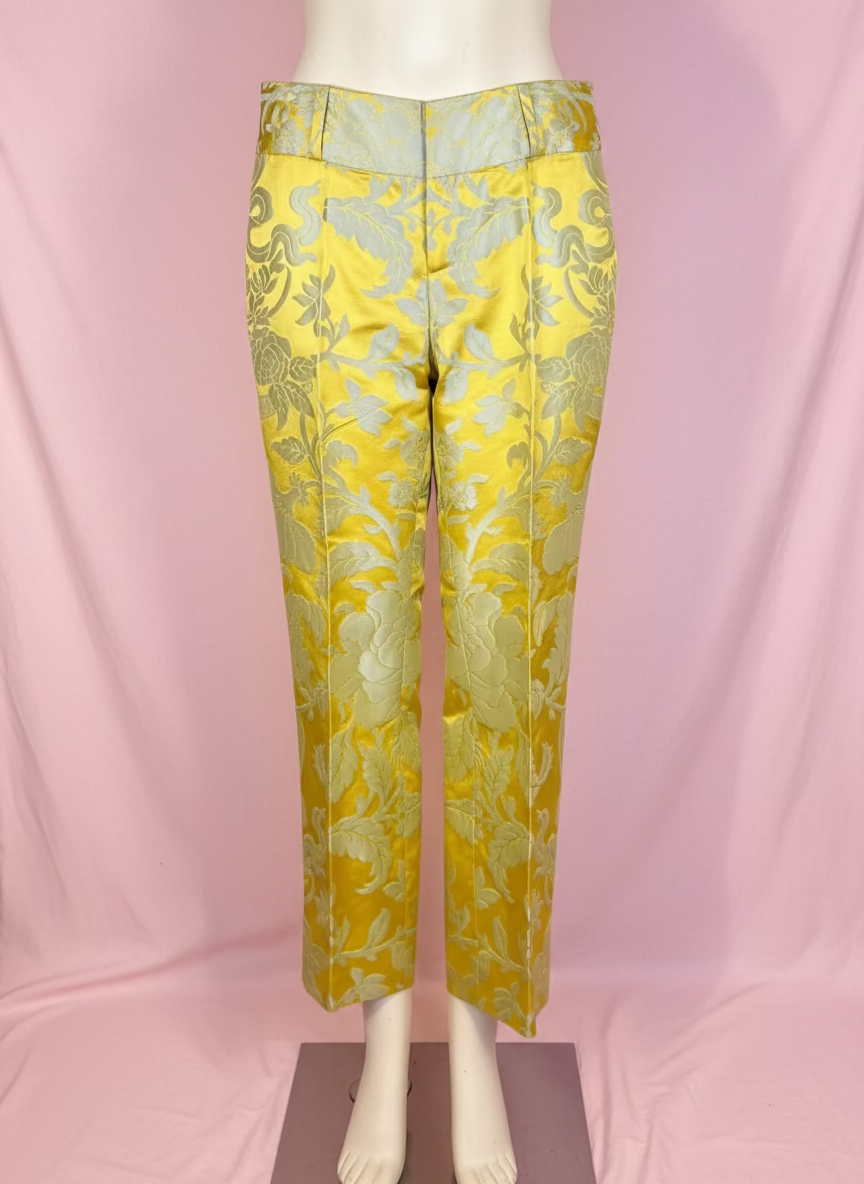 Iris Apfel's Vintage Yellow Silk Brocade Normandy Monroe Pants